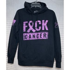 Grunt Style FXck Cancer Fleece Hoodie Adult Size M Black Pink